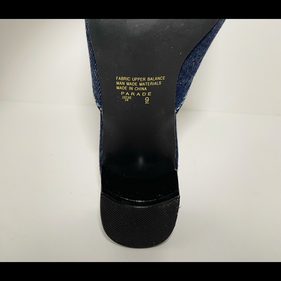 Parade size 9 formal denim royal blue silver buckle low chunk Slip on loafers - Picture 6 of 6